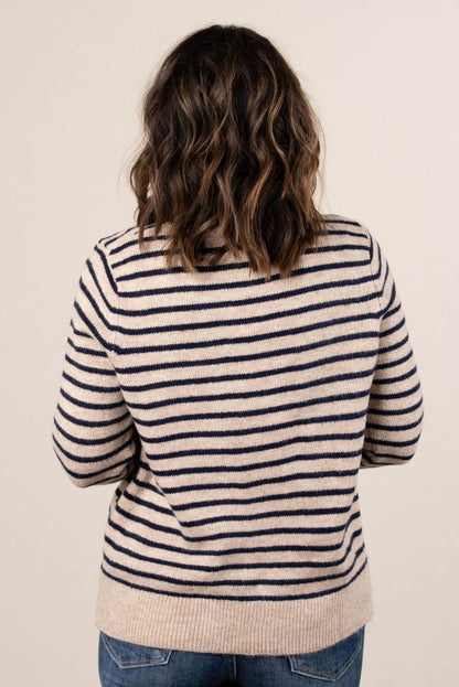 Nora Striped Gold Button Sweater Cardigan