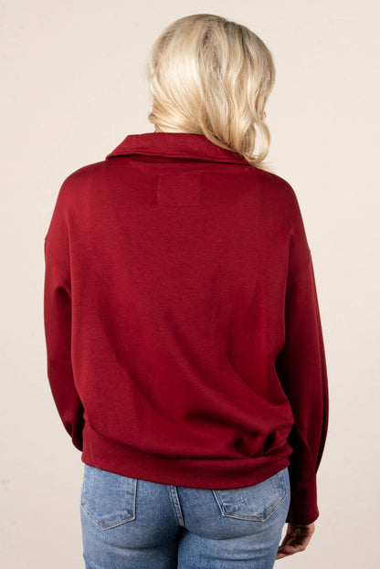 Kristina Collared Pleat Cuff Pullover
