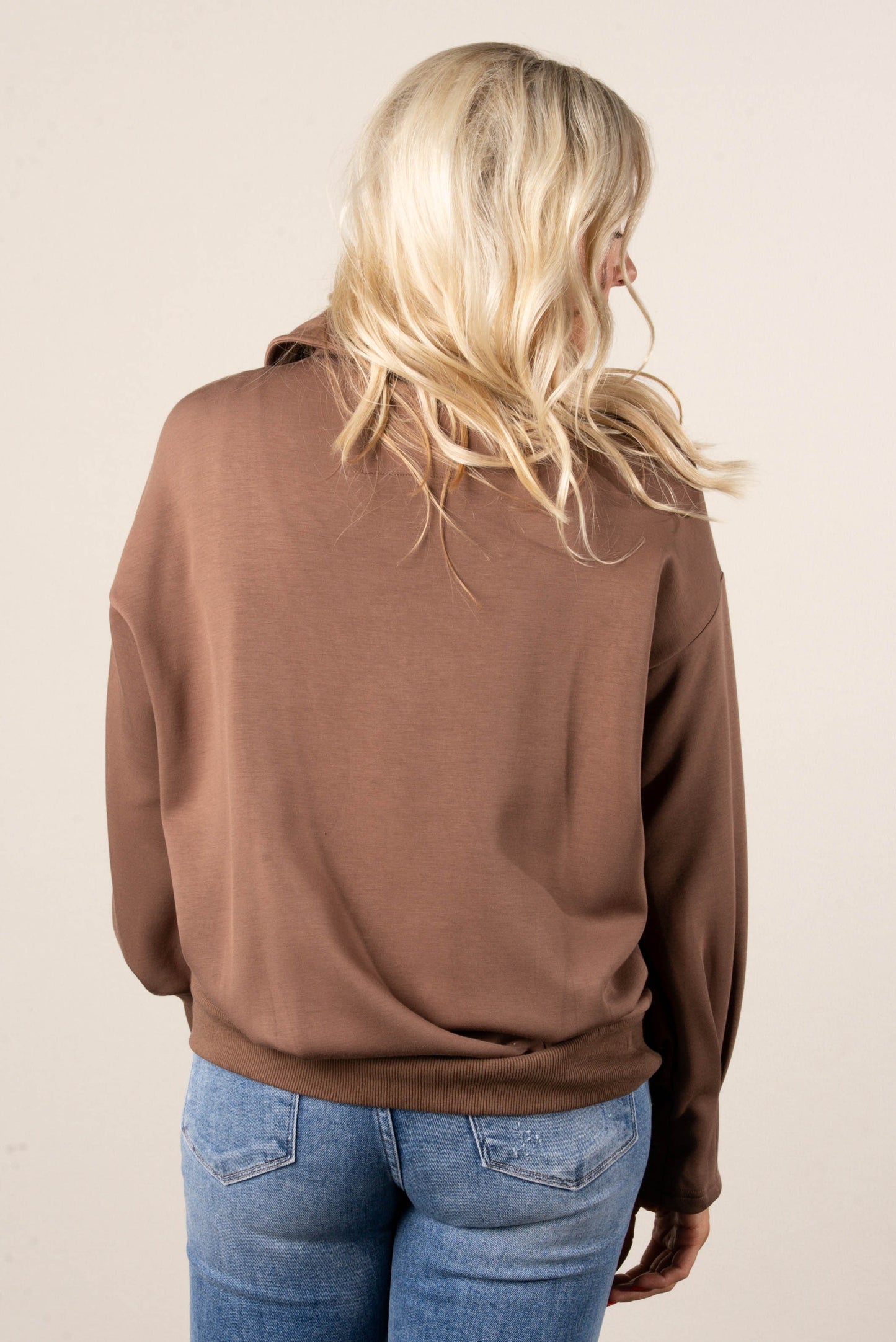 Kristina Collared Pleat Cuff Pullover