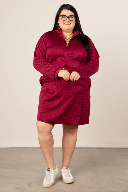 Nova Quarter Zip Drawstring Waist Dress