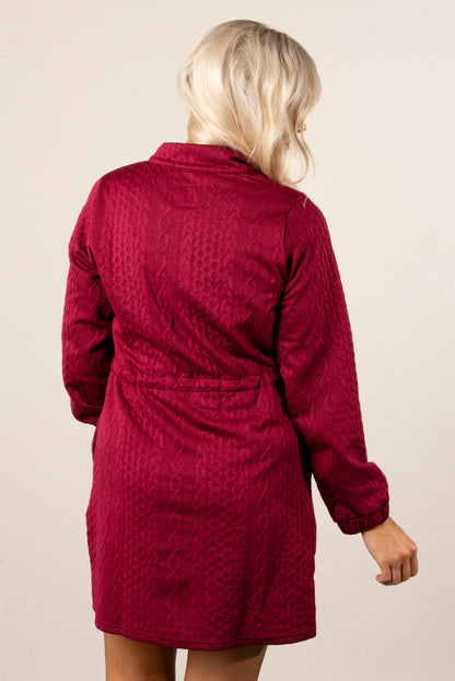 Nova Quarter Zip Drawstring Waist Dress