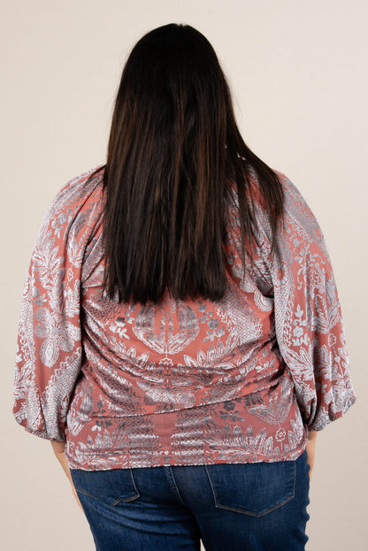 Eloise Damask Velvet High Neck Top
