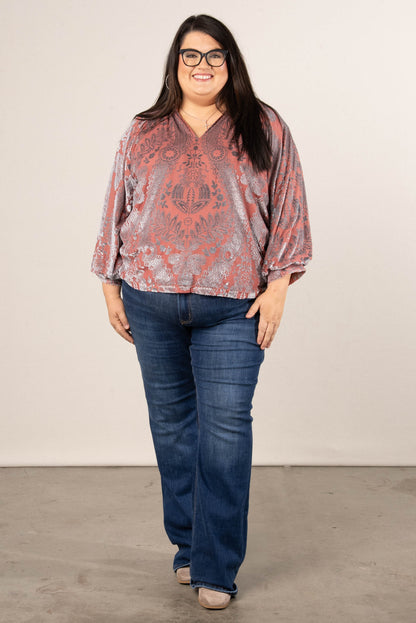 Eloise Damask Velvet High Neck Top