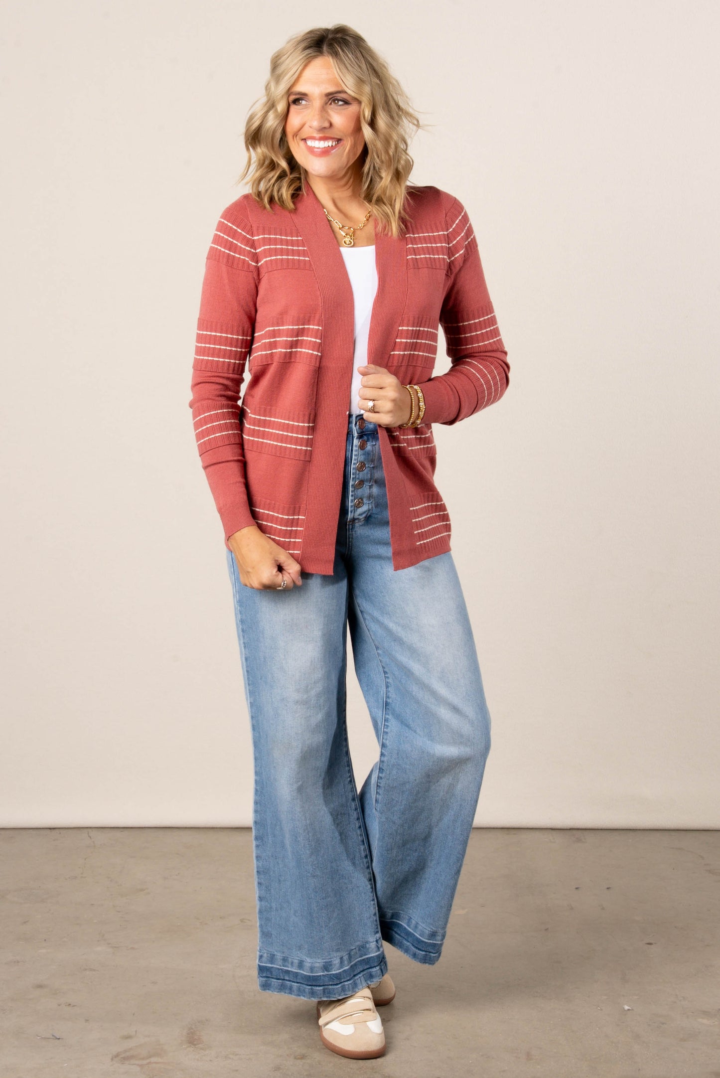 Lilly Stitch Striped Sweater Cardigan
