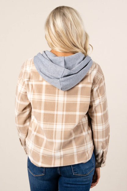 Maria Plaid Fleece Hooded Shacket