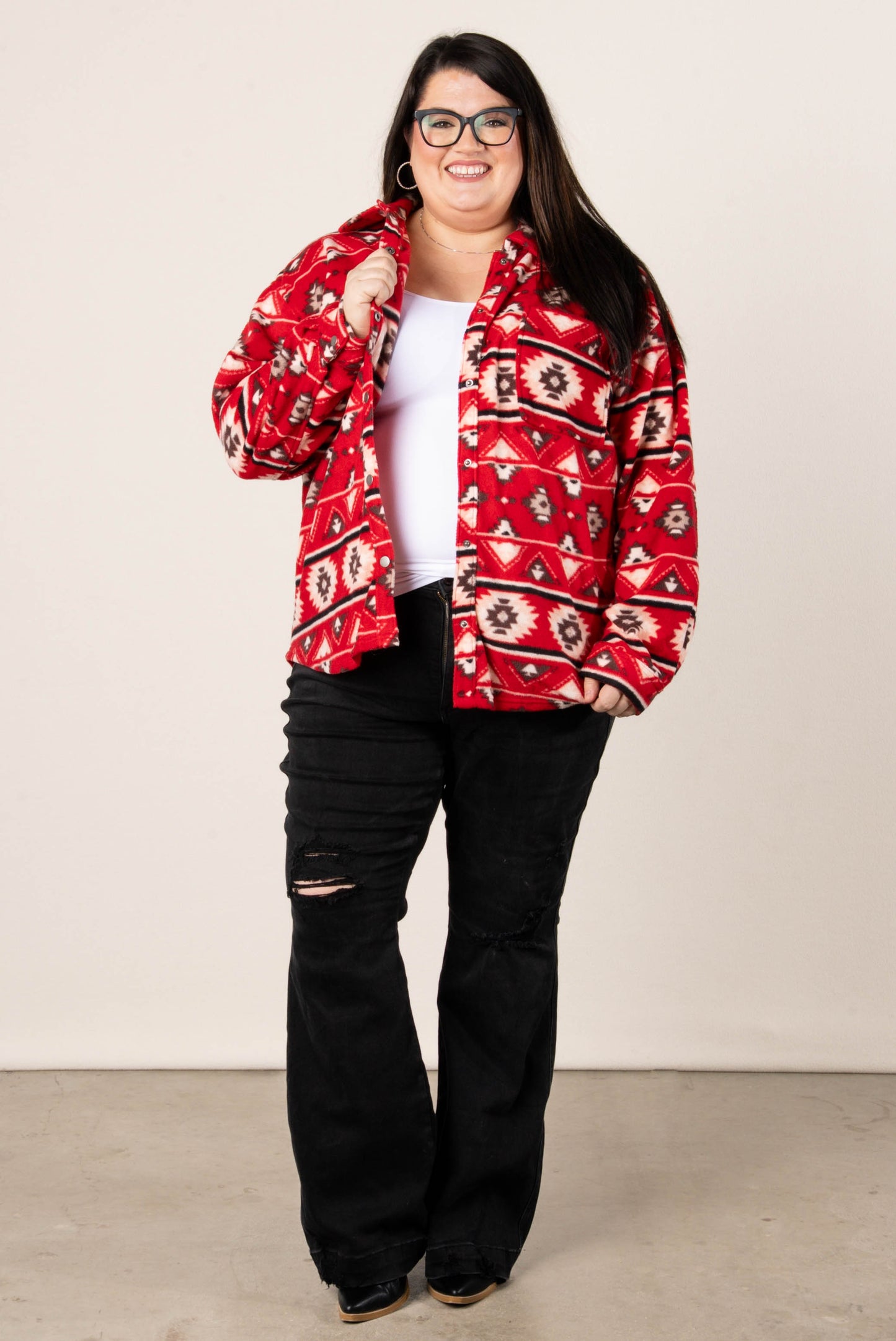 Maya Printed Fleece Shacket