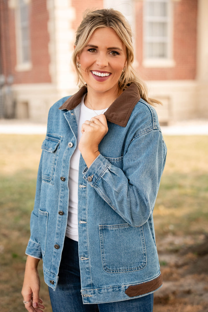 Audrey Corduroy Contrast Denim Jacket