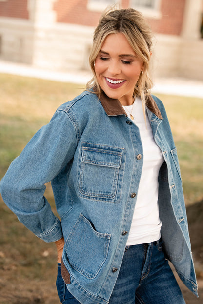 Audrey Corduroy Contrast Denim Jacket
