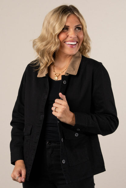 Athena Corduroy Collar Twill Jacket