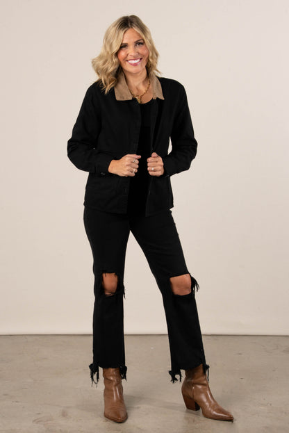 Athena Corduroy Collar Twill Jacket