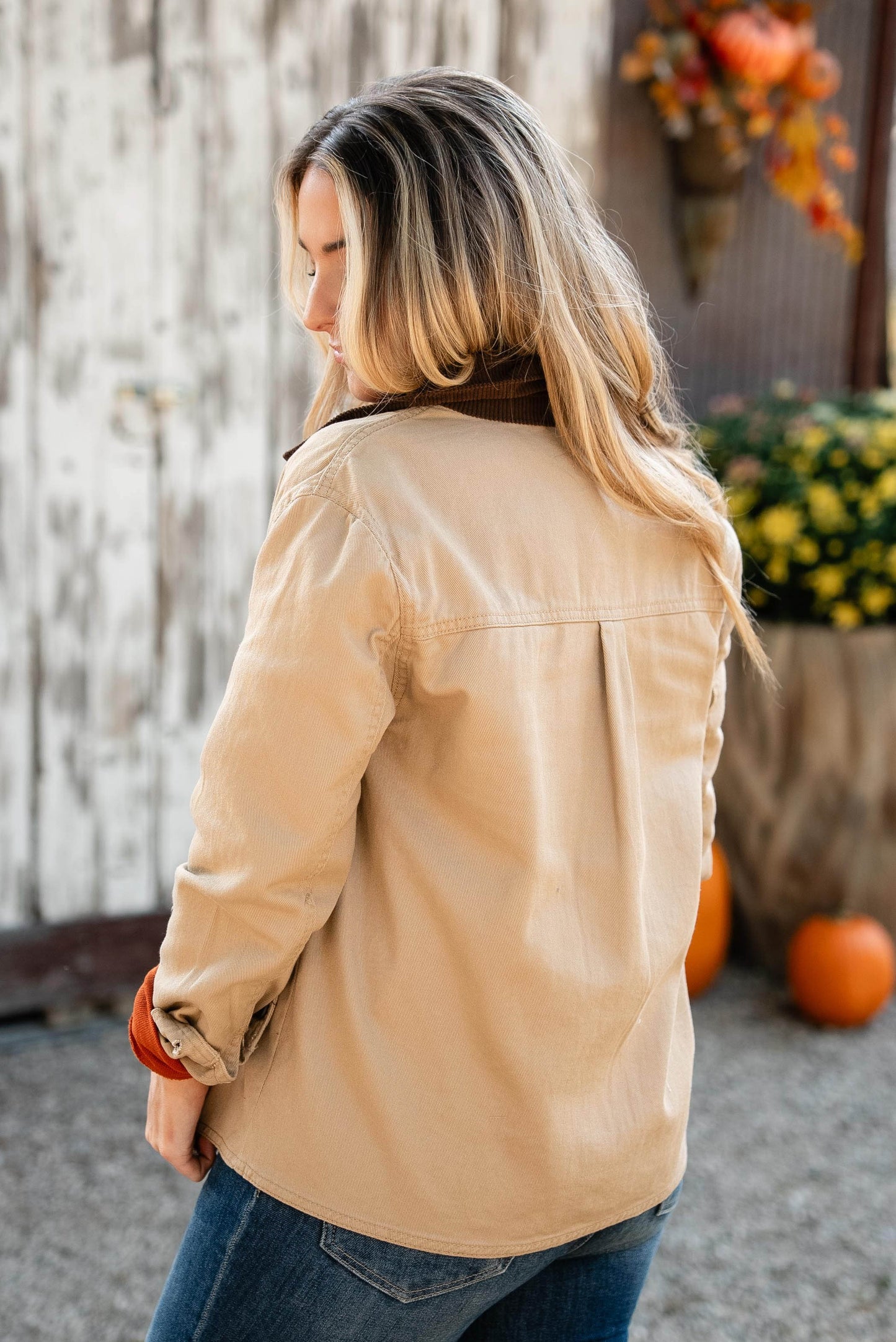 Athena Corduroy Collar Twill Jacket