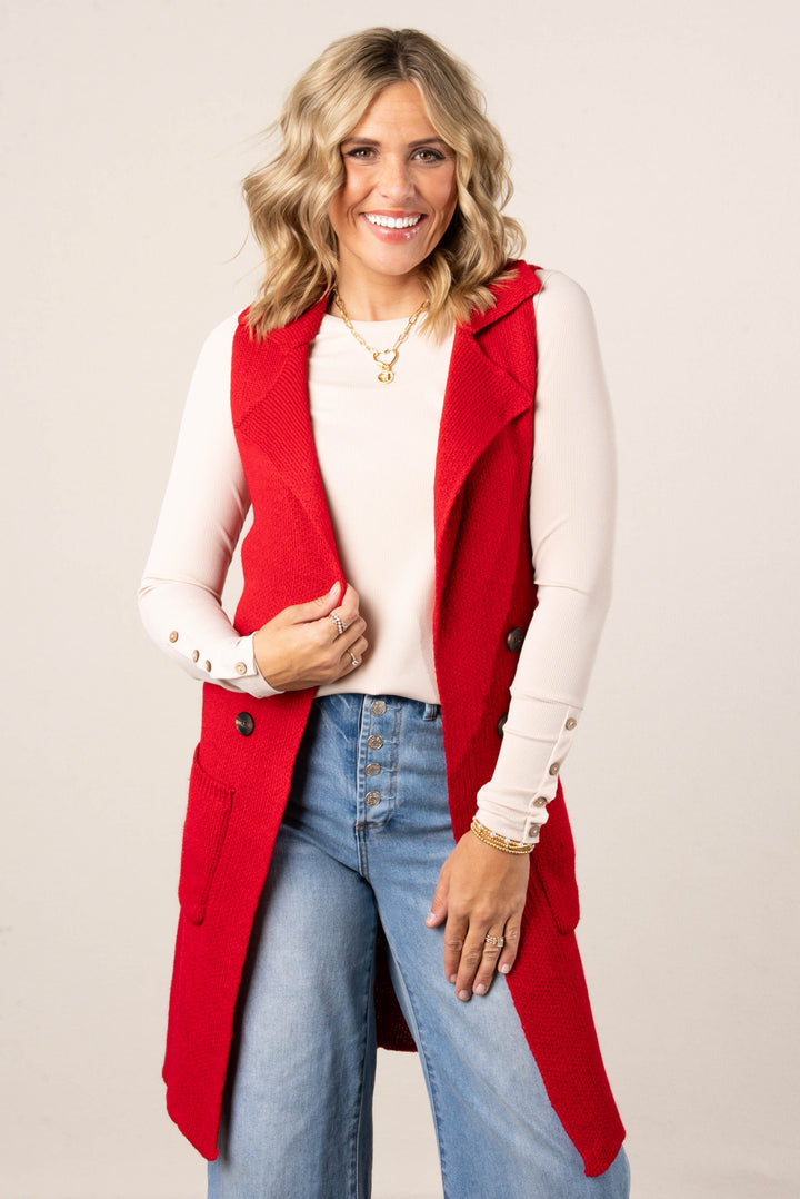 Anna Open Front Sweater Vest