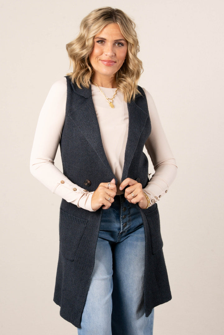 Anna Open Front Sweater Vest