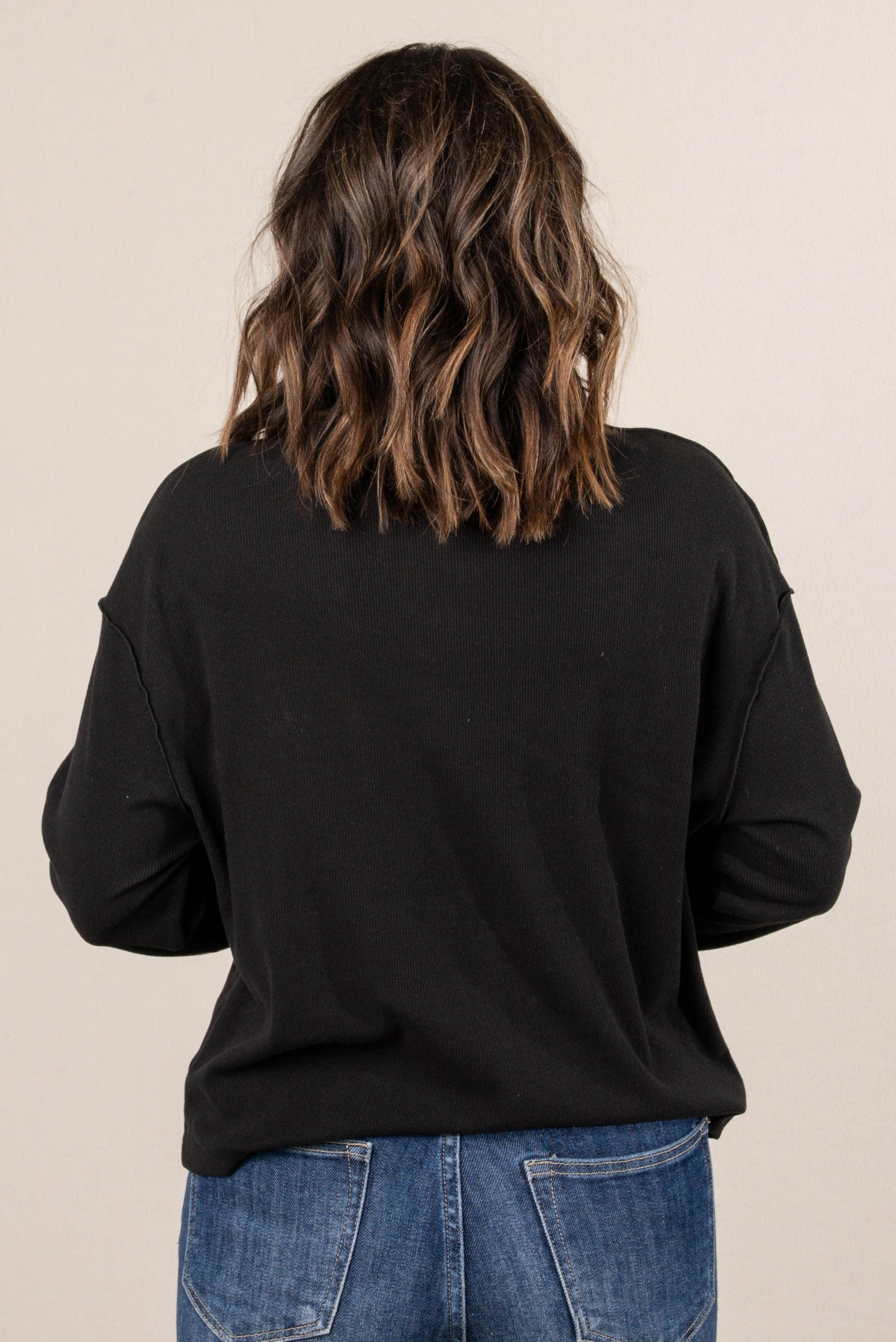 Rosalie Fine Ribbed Exposed Seam Top