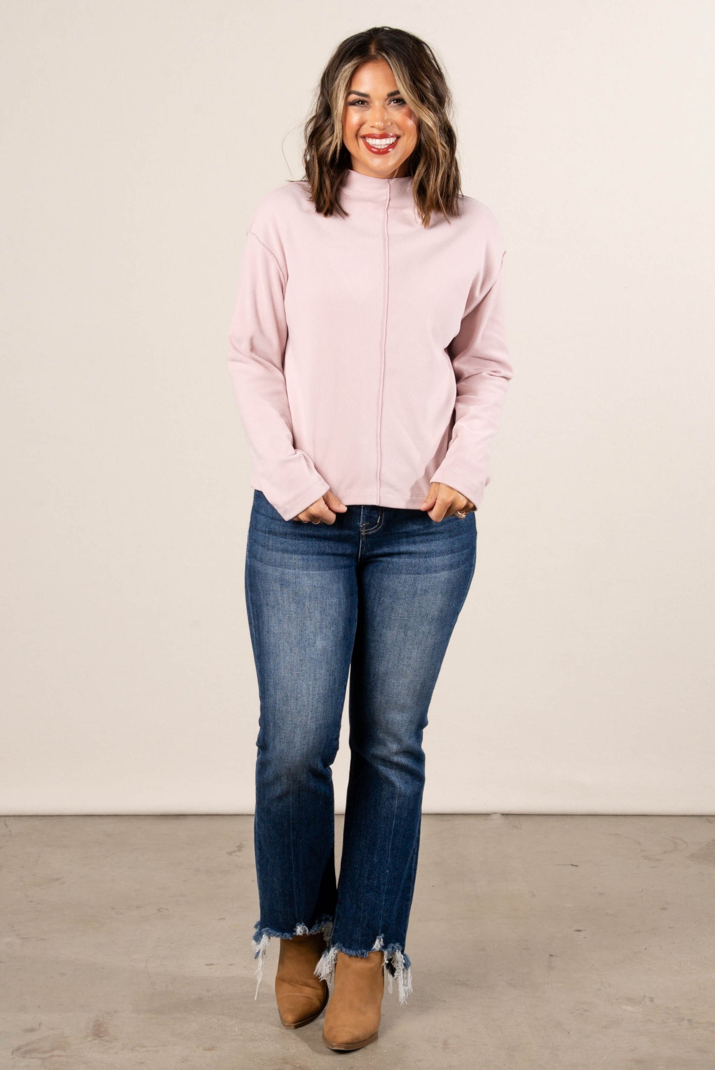 Rosalie Fine Ribbed Exposed Seam Top
