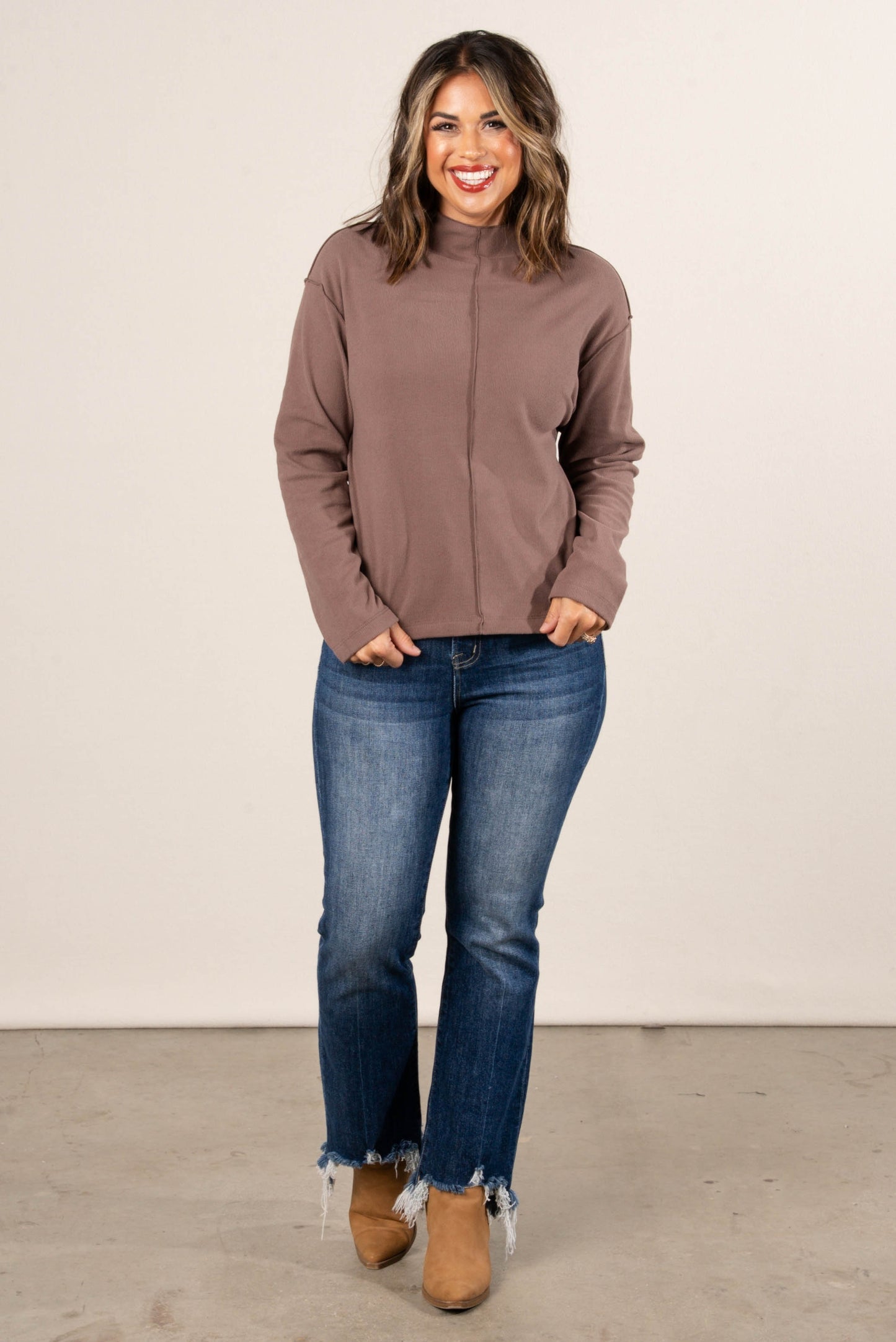 Rosalie Fine Ribbed Exposed Seam Top