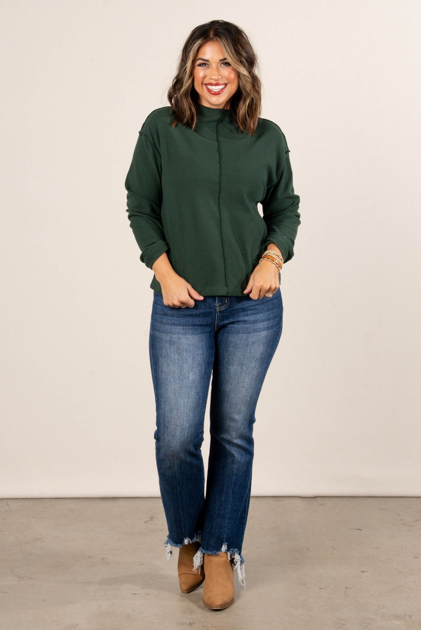Rosalie Fine Ribbed Exposed Seam Top