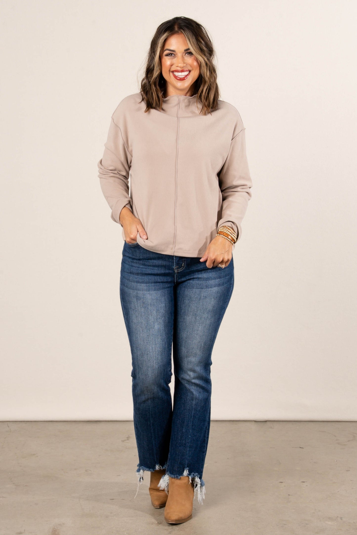 Rosalie Fine Ribbed Exposed Seam Top