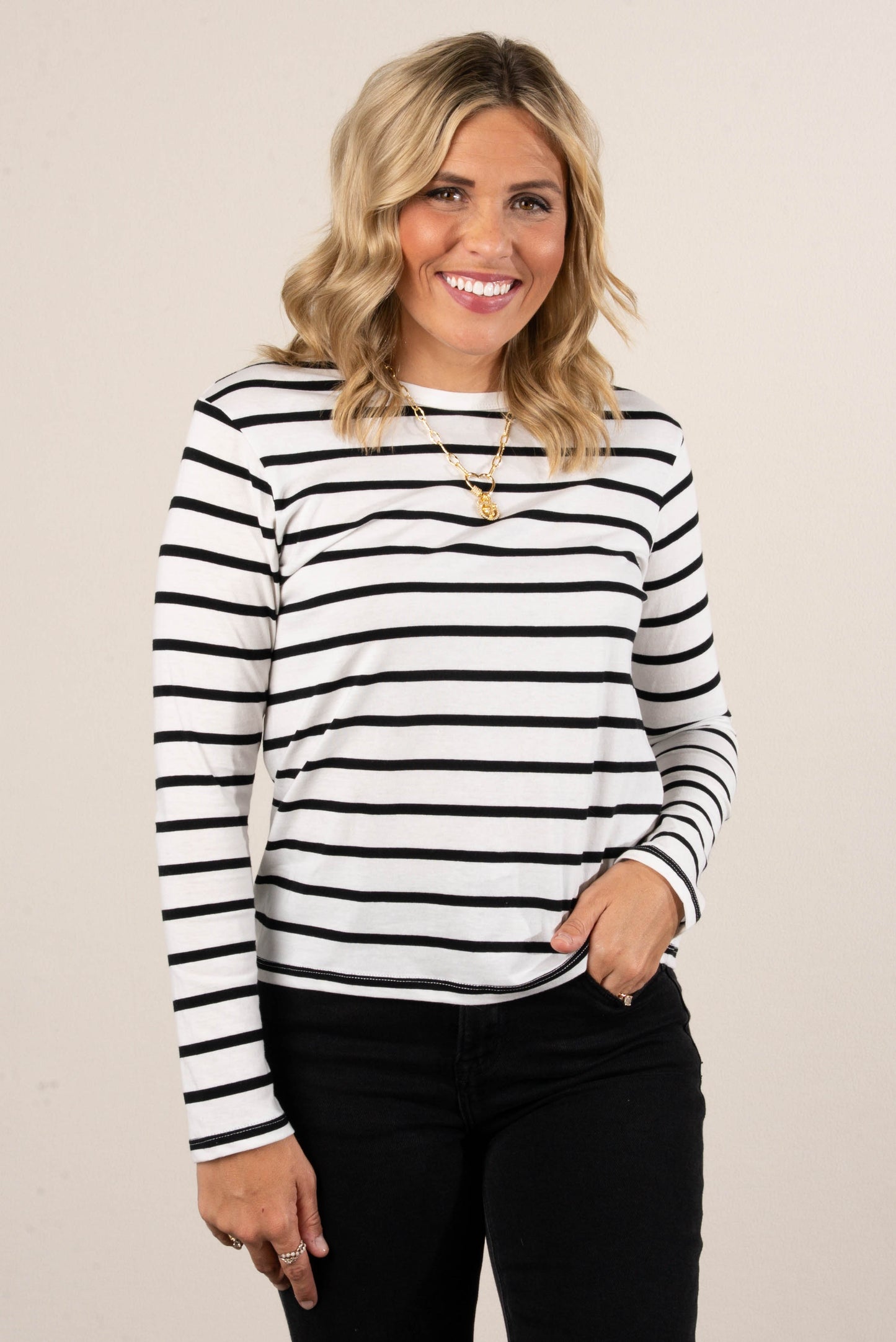 Rosalie Striped Drop Shoulder Top