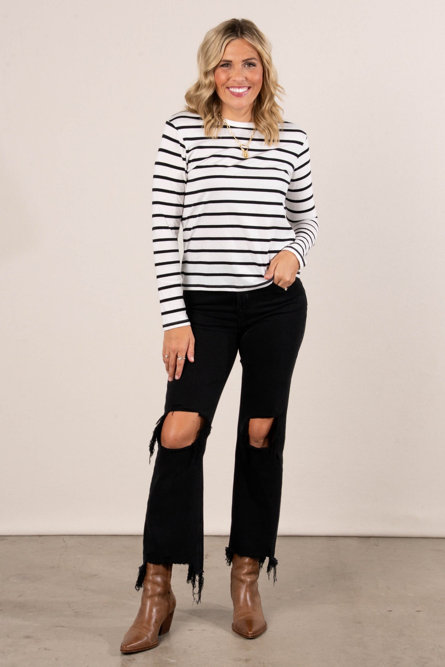 Rosalie Striped Drop Shoulder Top