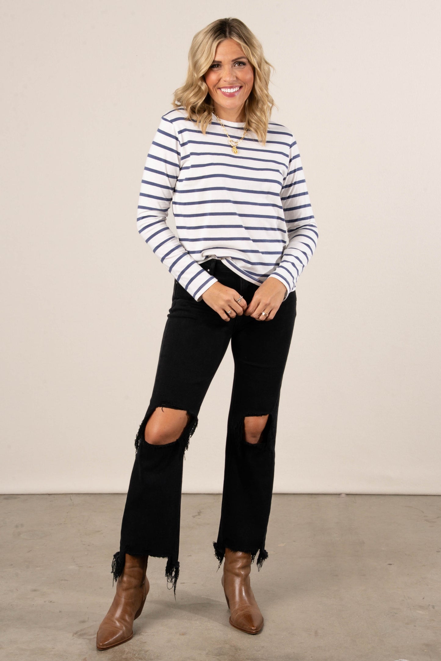 Rosalie Striped Drop Shoulder Top