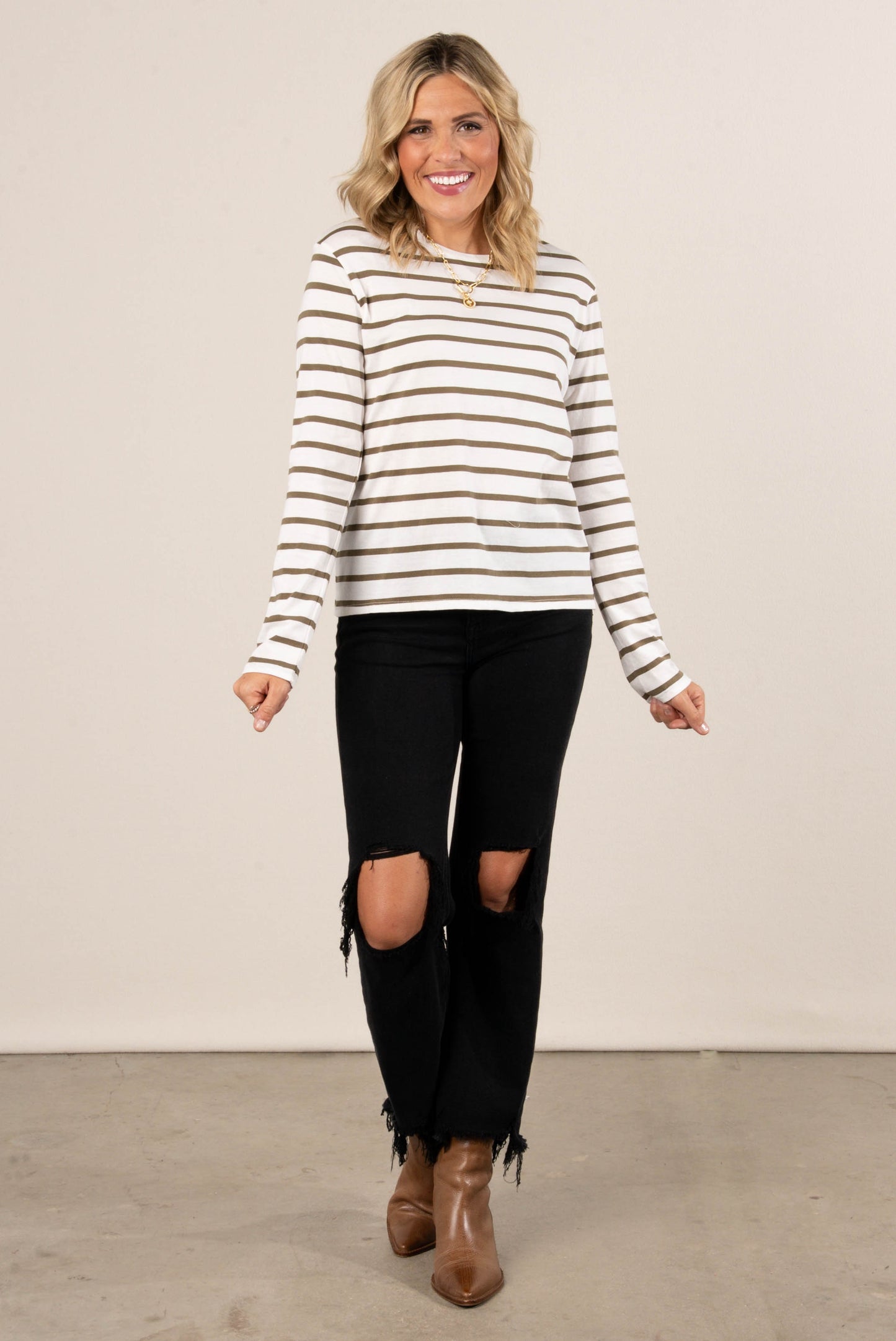 Rosalie Striped Drop Shoulder Top