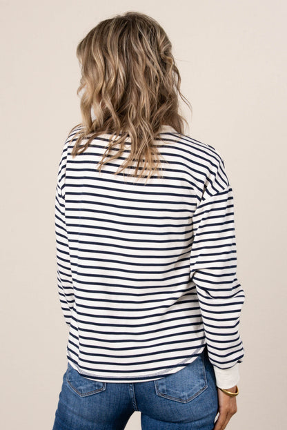 Stacey Striped Snap Henley Top