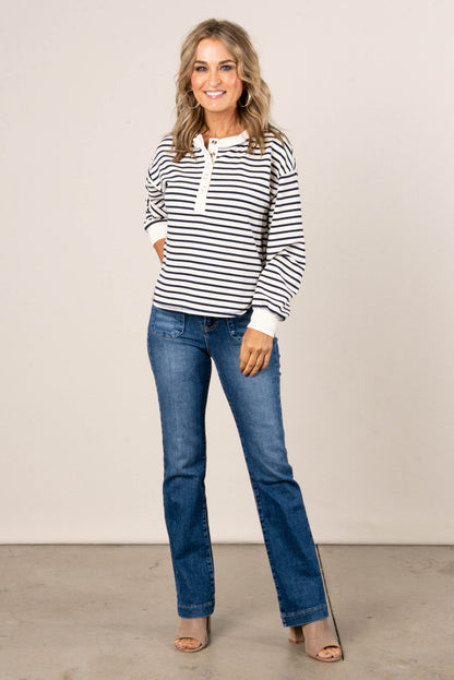 Stacey Striped Snap Henley Top