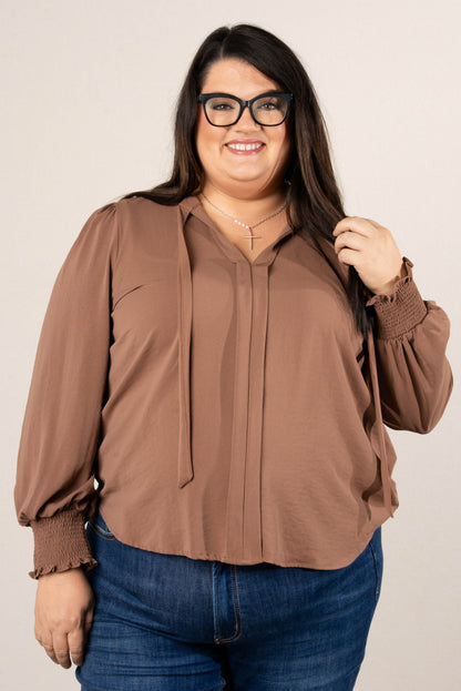 Sherry Crepe Knit Tie Neck Blouse