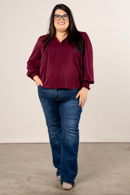 Sherry Crepe Knit Tie Neck Blouse