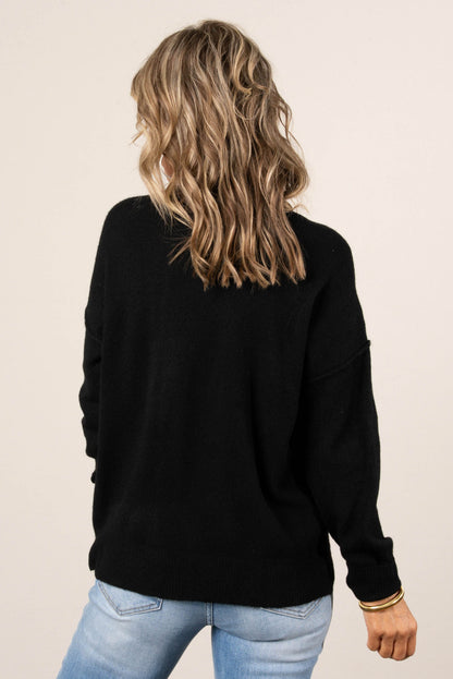 Mari Marled Knit Front Seam Sweater