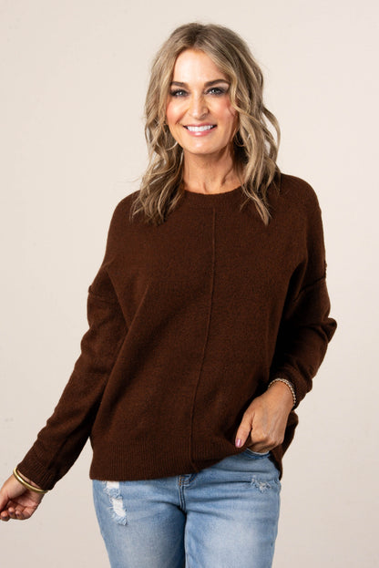 Mari Marled Knit Front Seam Sweater