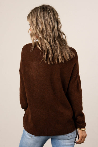 Mari Marled Knit Front Seam Sweater
