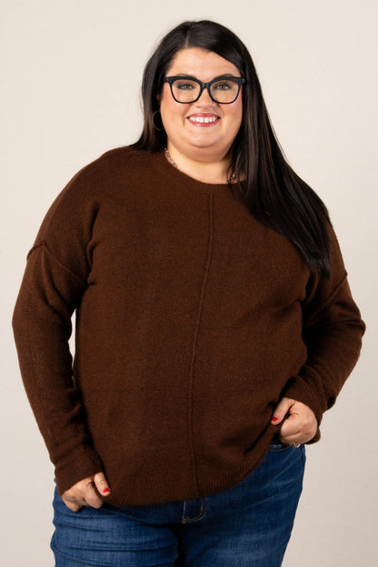 Mari Marled Knit Front Seam Sweater