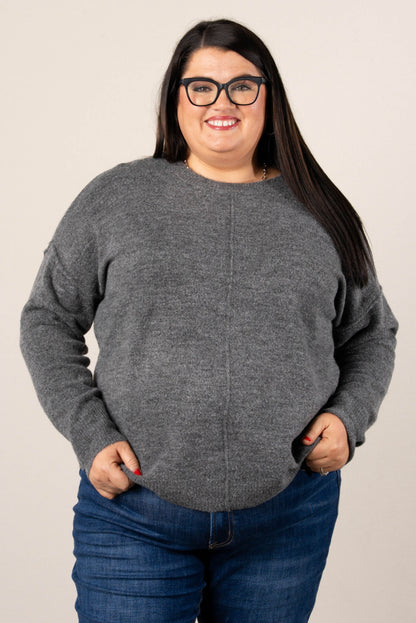 Mari Marled Knit Front Seam Sweater