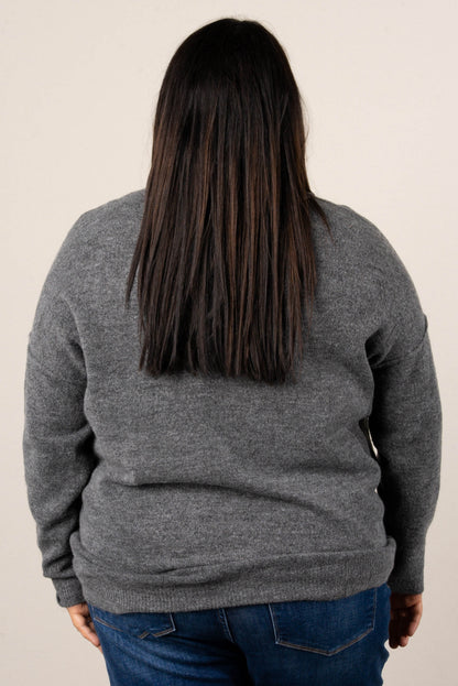 Mari Marled Knit Front Seam Sweater