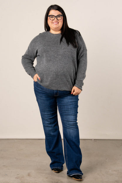 Mari Marled Knit Front Seam Sweater
