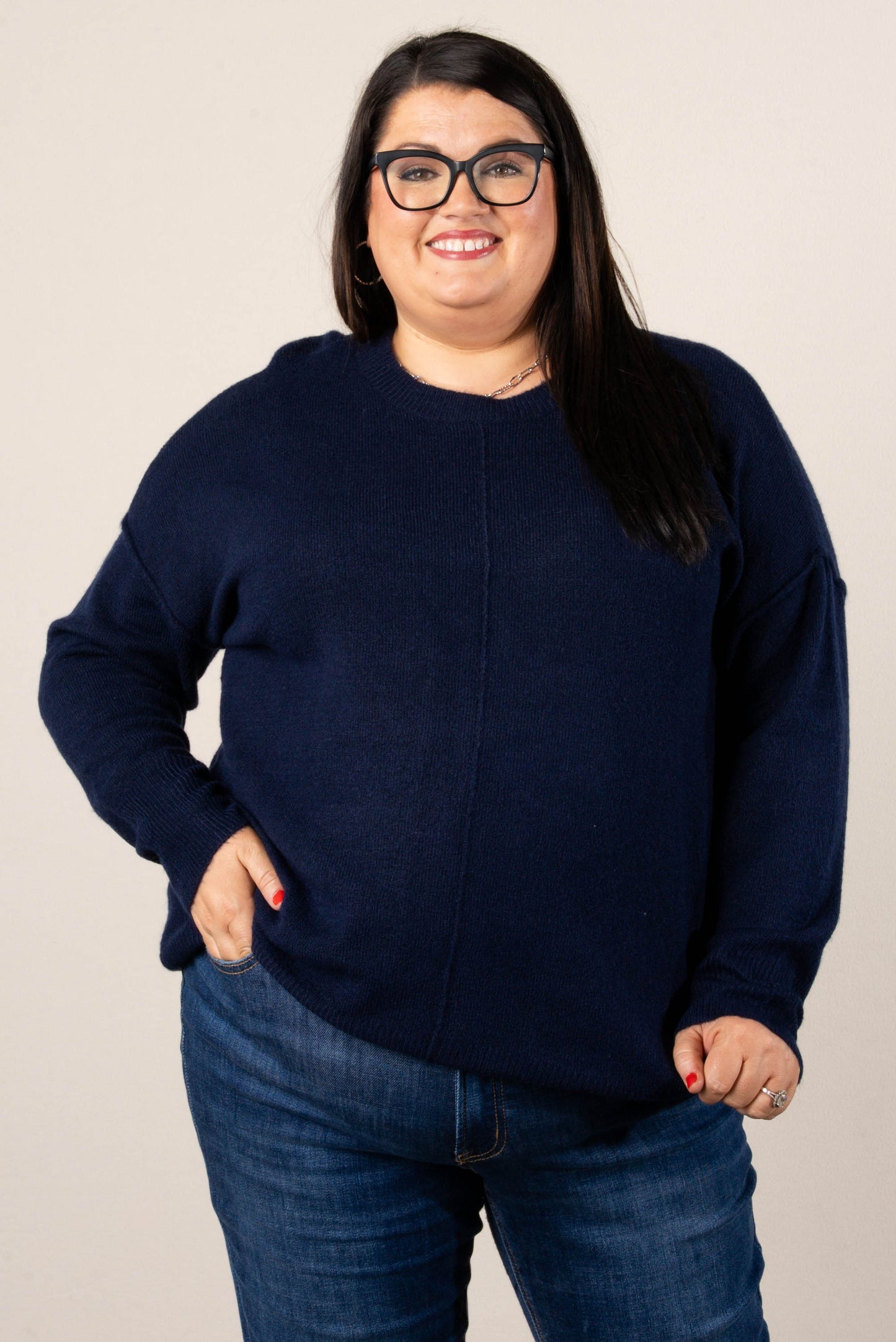 Mari Marled Knit Front Seam Sweater