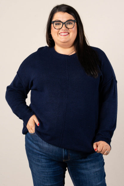 Mari Marled Knit Front Seam Sweater