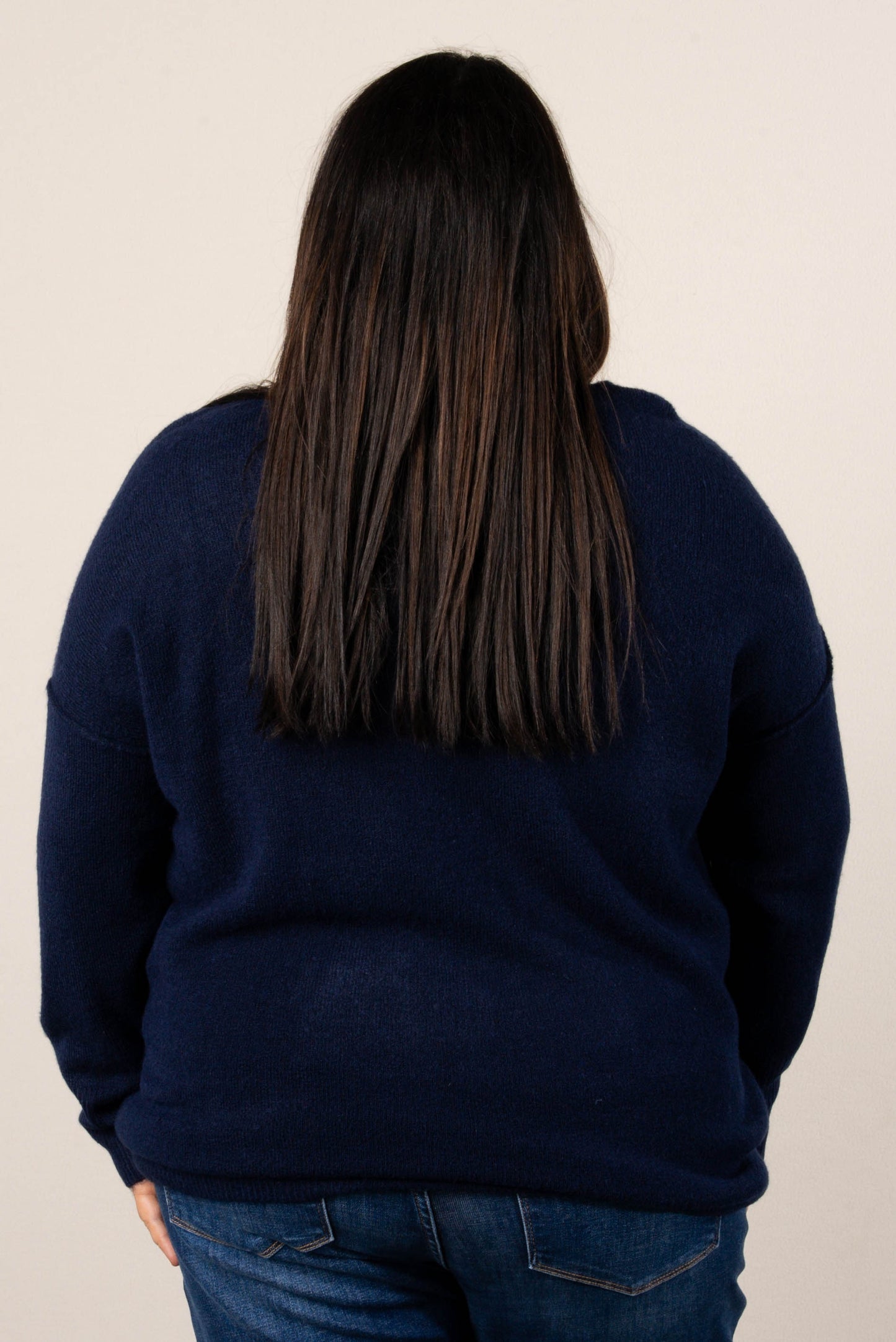 Mari Marled Knit Front Seam Sweater