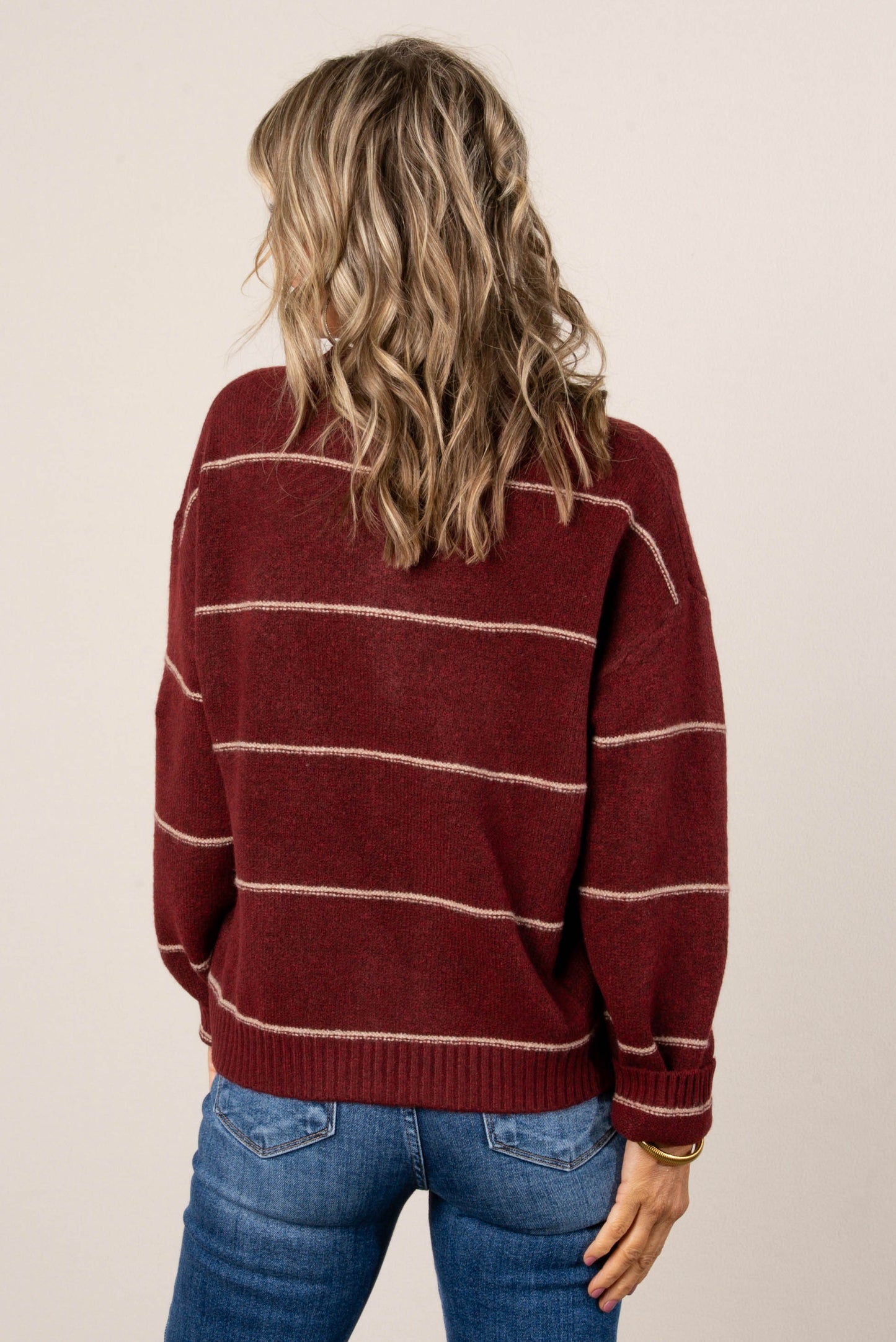 Zoe Striped Button Up Sweater Cardigan