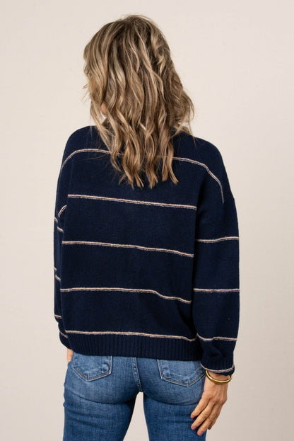 Zoe Striped Button Up Sweater Cardigan