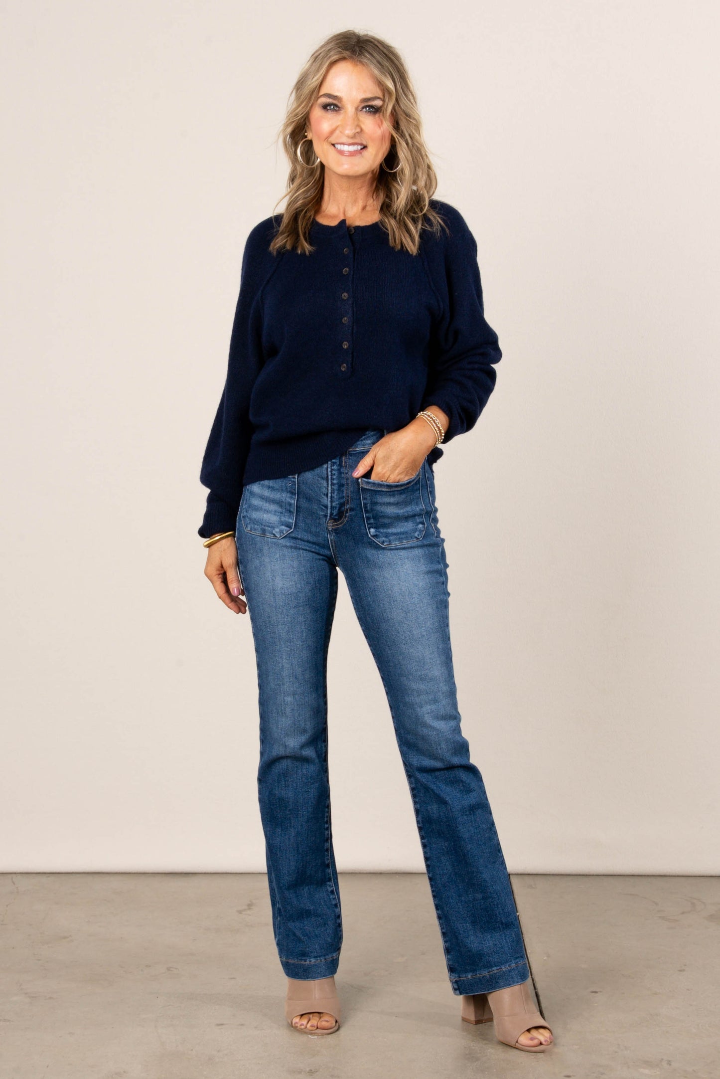 Cece Raglan Henley Sweater