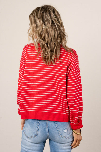 Veronica Striped Button Up Sweater Cardigan