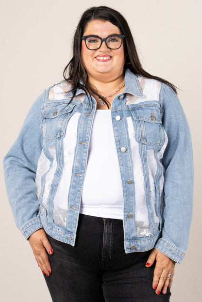 Ellison Floral Embroidered Detail Denim Jacket