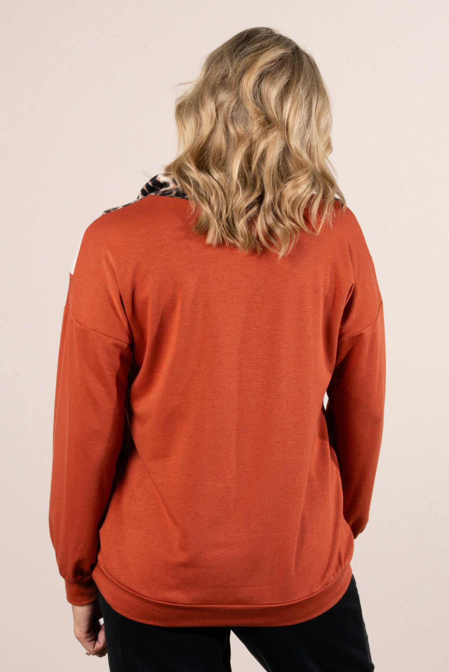 Laurel Leopard Color Block Half Zip Top