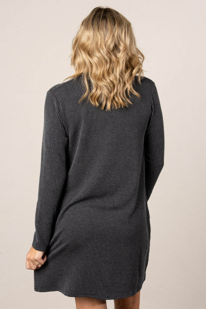 Claudia Ribbed Split Neck Dress