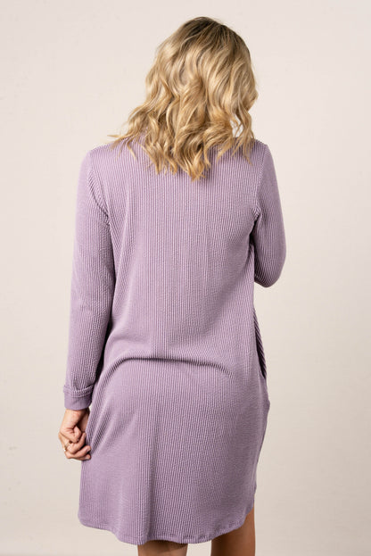 Claudia Ribbed Split Neck Dress