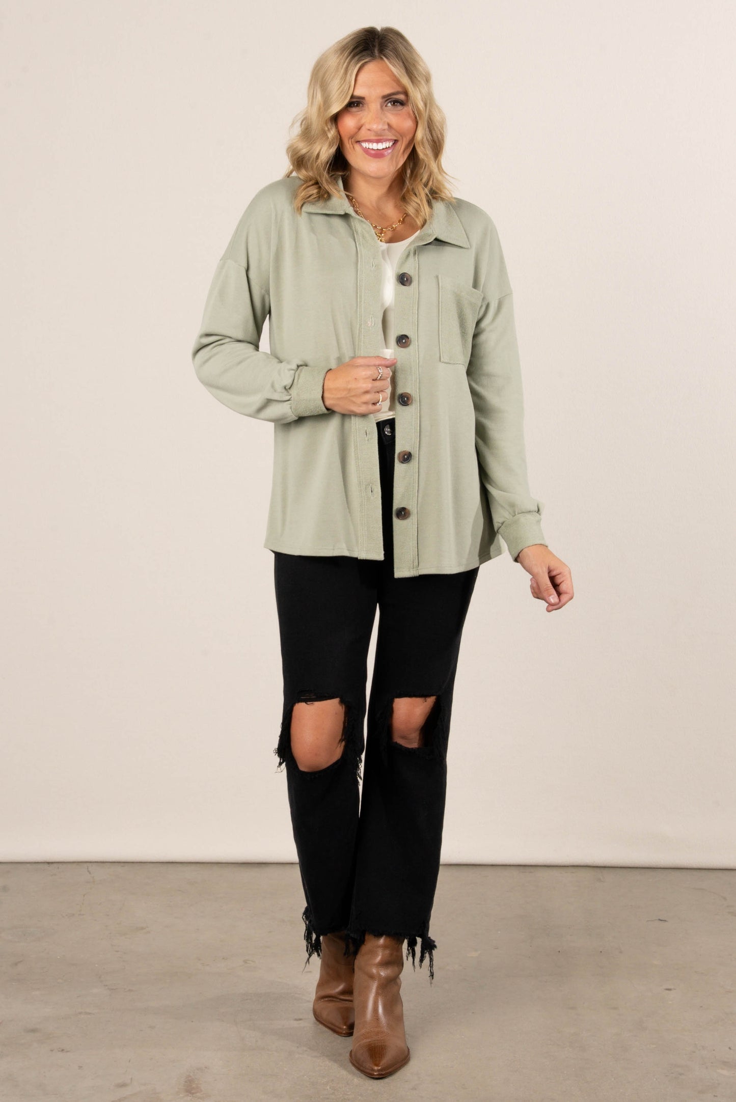 Frances Mixed Knit Shacket