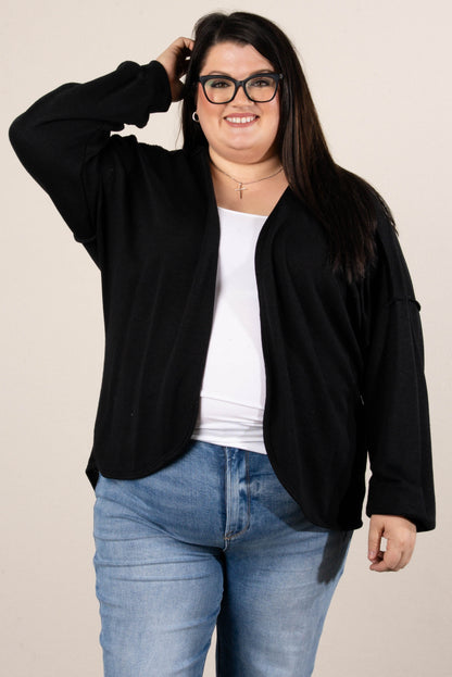 Norah Exposed Seam Open Front Cardigan